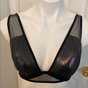 Elegant Black and Silver Sheer Bralette